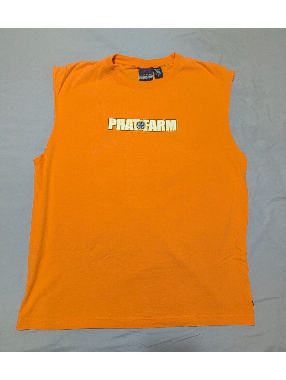 Vintage 90s Phat Farm Loungewear Muscle Tee Shirt Orange Mens Large